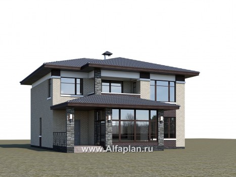 Проекты домов Альфаплан - «Маяк» - уютный дом с остекленной террасой - превью дополнительного изображения №1