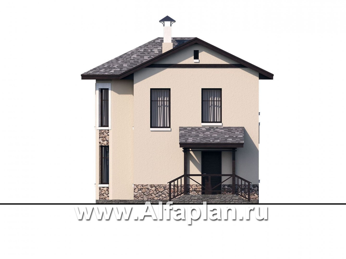 Проекты домов Альфаплан - Компактный дачный дом с террасой - изображение фасада №2