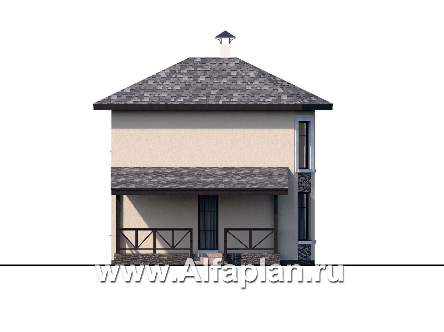 «Озерный» - проект каркасного дома с эркером и с террасой, дача, дом для отдыха - фасад дома