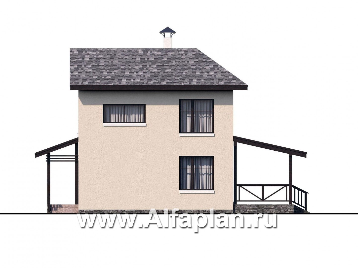 Проекты домов Альфаплан - Компактный дачный дом с террасой - изображение фасада №4