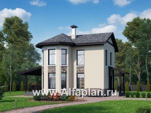 Проекты домов Альфаплан - Компактный дачный дом с террасой - превью основного изображения