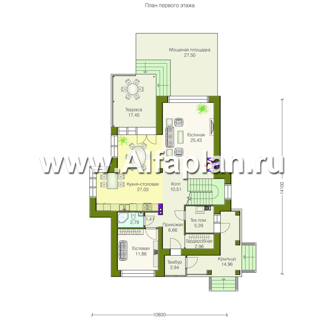 Проекты домов Альфаплан - «Вектор» - загородный коттедж с большими окнами - план проекта №1