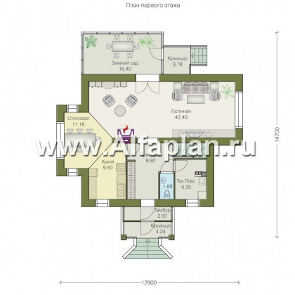 Проекты домов Альфаплан - «Аристократ» -  современный особняк в стиле модерн - превью плана проекта №1