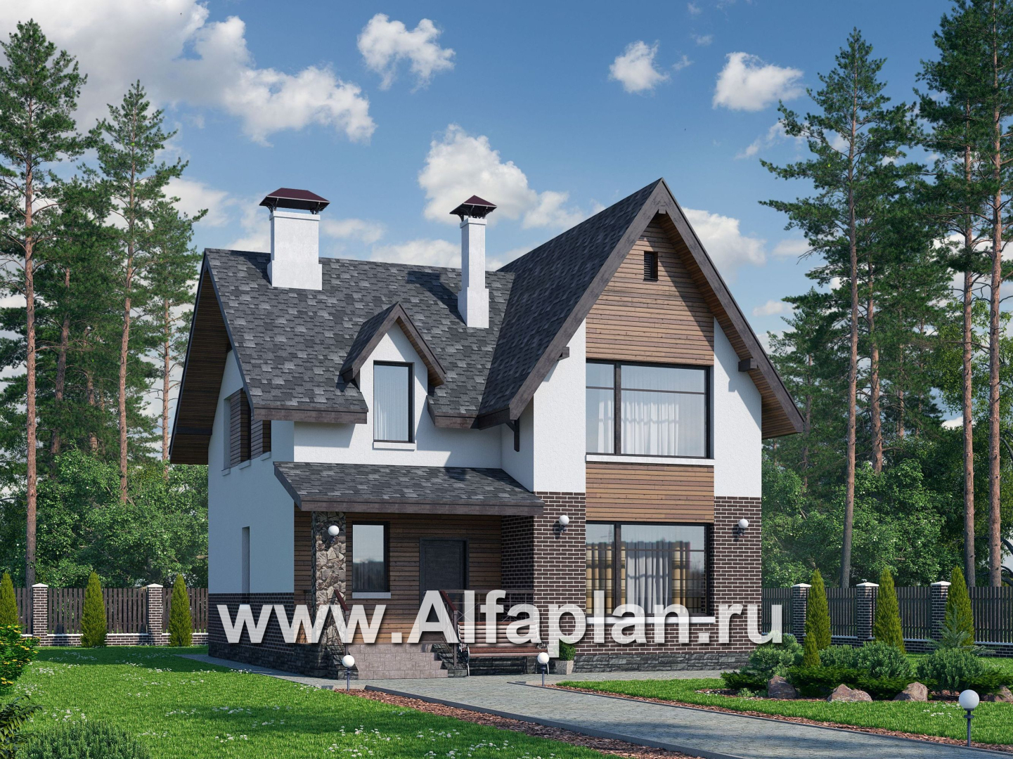 Проекты домов Альфаплан - «Стелла»- стильный дом для маленького участка - основное изображение