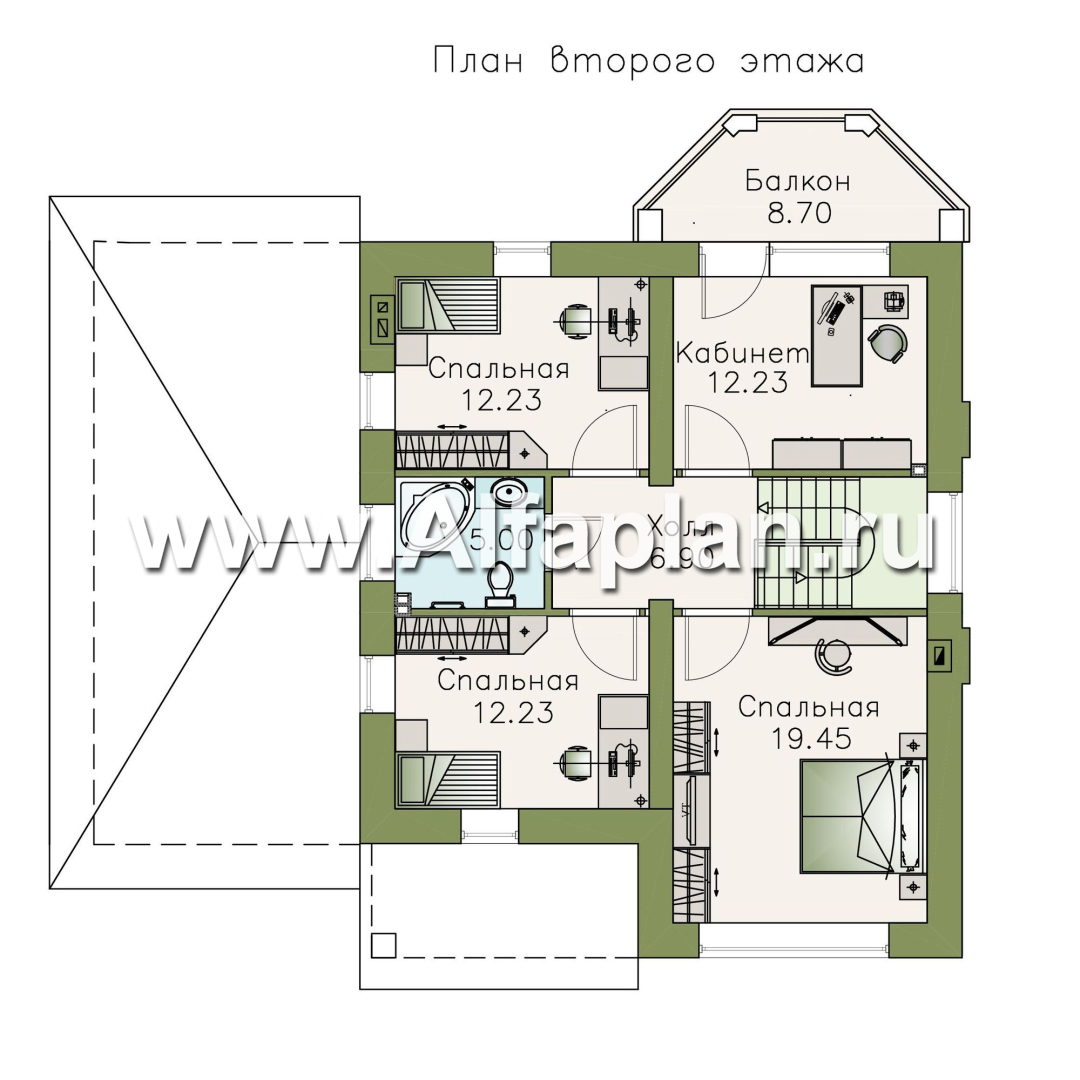Проекты домов Альфаплан - «Стелла»- стильный дом с гаражом для маленького участка - план проекта №2