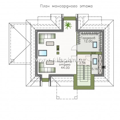 «Разумовский» - проект двухэтажного дома из кирпича, с террасой и с балконом - превью план дома