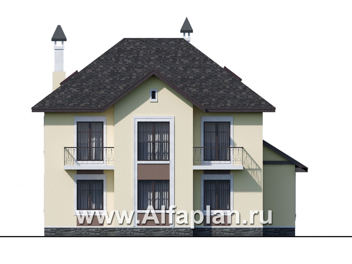 Проекты домов Альфаплан - «Разумовский» - элегантный загородный коттедж - изображение фасада №4