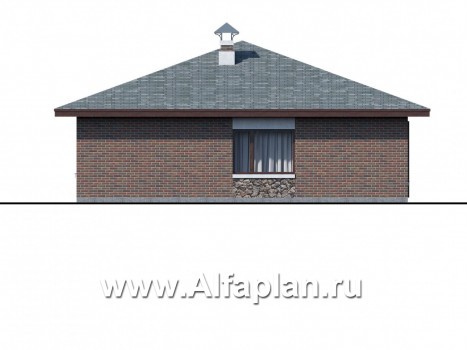 Проекты домов Альфаплан - «Сислей» - современный проект одноэтажного дома, терраса со стороны входа - превью фасада №4