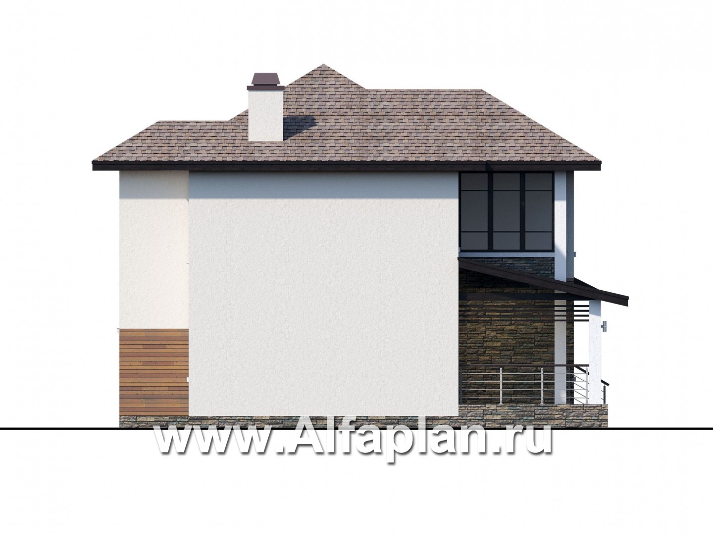 Проекты домов Альфаплан - "Одер" - стильный двухэтажный коттедж из газобетона - изображение фасада №3