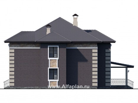 Проекты домов Альфаплан - «Двина» - элегантный особняк с симметричным фасадом - превью фасада №2