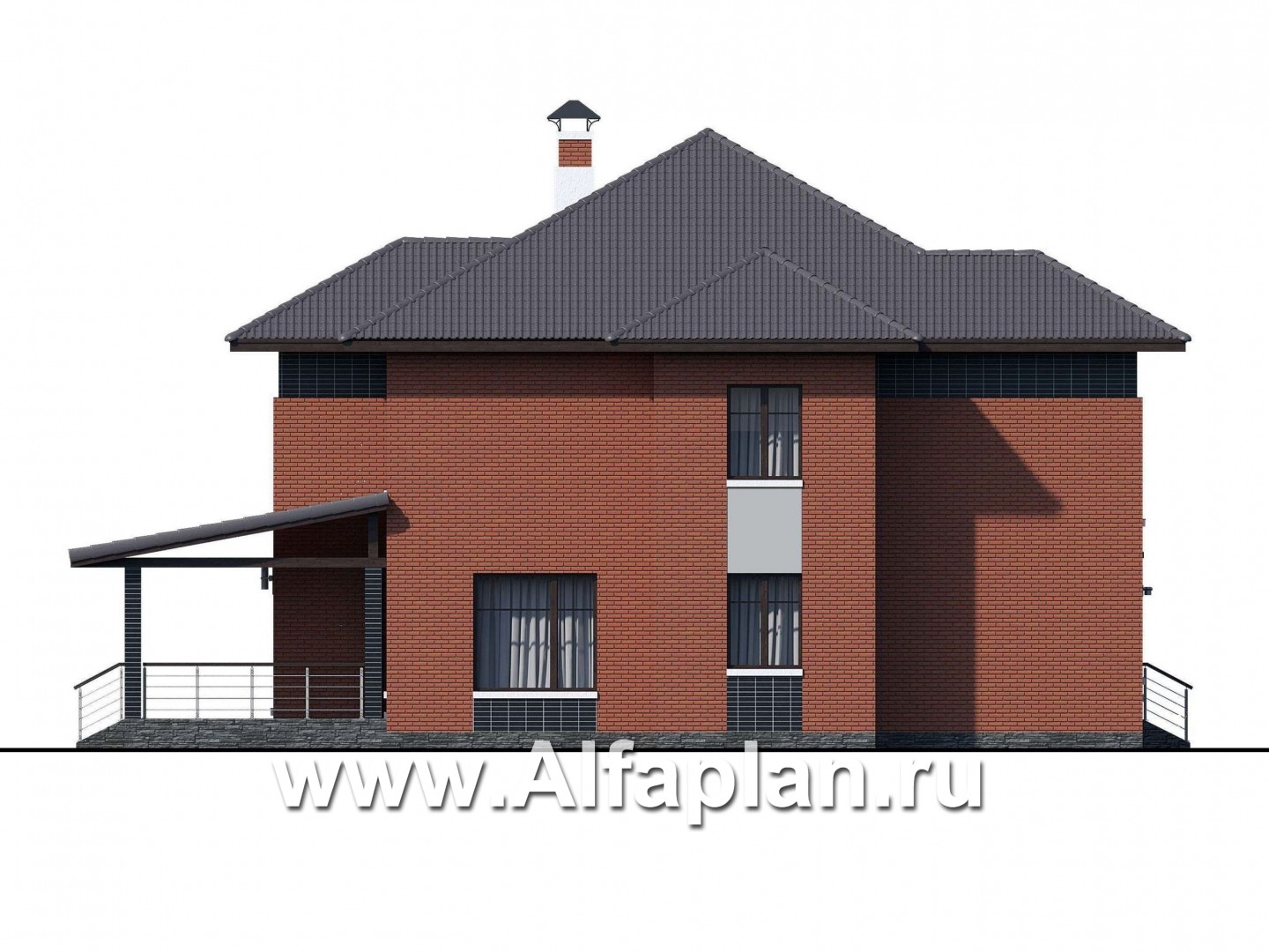 Проекты домов Альфаплан - «Рейн» - просторный современный коттедж - изображение фасада №3