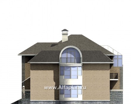 Проекты домов Альфаплан - «ИДЕНТИФИКАЦИЯ» - проект роскошной современной усадьбы - превью фасада №2