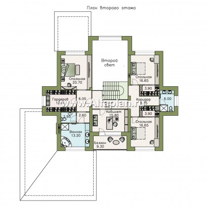 Проекты домов Альфаплан - «Дунай»   — вилла с двусветной гостиной и большим гаражом - превью плана проекта №2