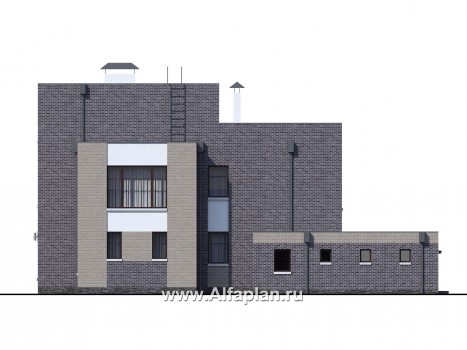 Проекты домов Альфаплан - «Эндр» — большая вилла с гаражом и  с эксплуатируемой кровлей - превью фасада №3