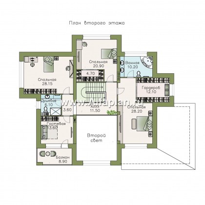Проекты домов Альфаплан - «Тибр» — респектабельный двухэтажный особняк - превью плана проекта №2