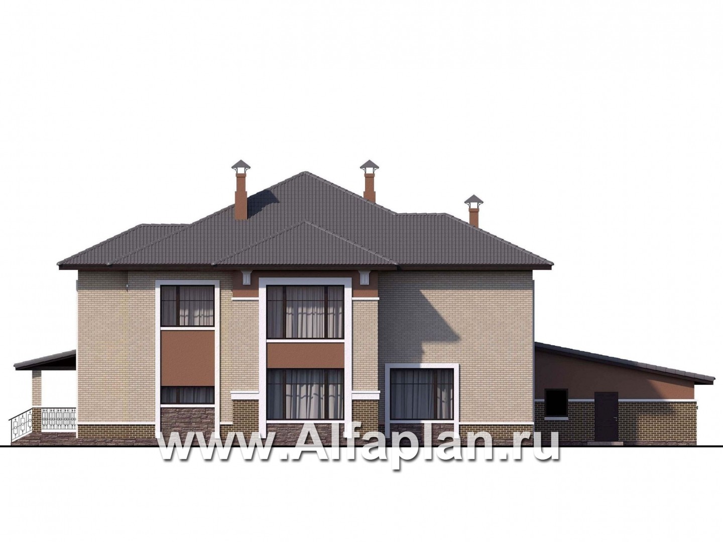 Проекты домов Альфаплан - «Тибр» — респектабельный двухэтажный особняк с гаражом - изображение фасада №4