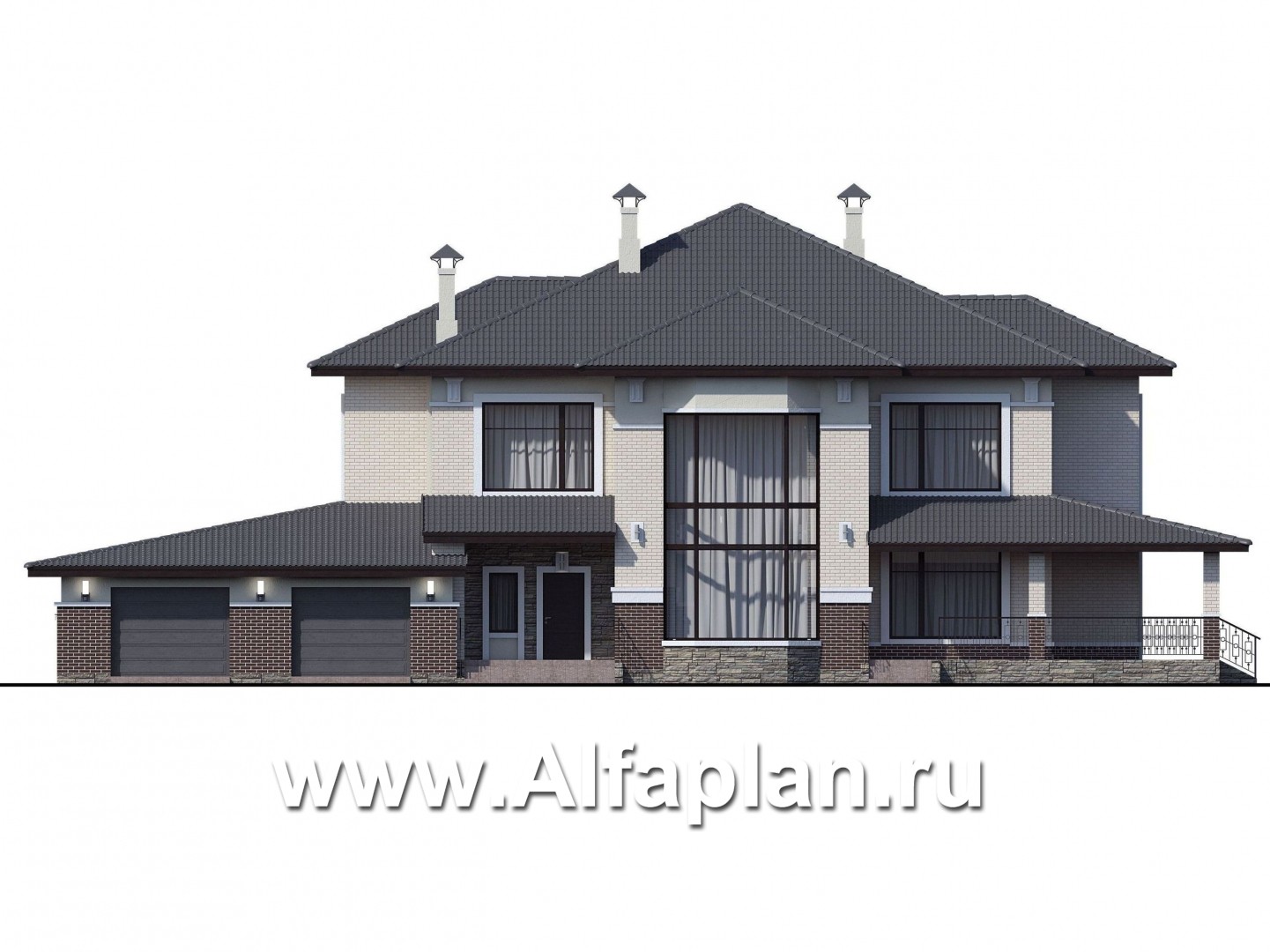 Проекты домов Альфаплан - «Сена» — респектабельный двухэтажный особняк с гаражом - изображение фасада №1