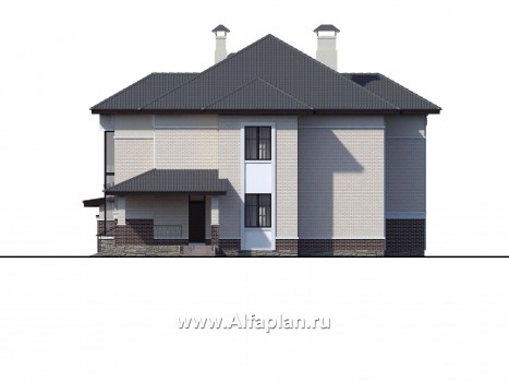 Проекты домов Альфаплан - «Сена» — респектабельный двухэтажный особняк с гаражом - превью фасада №2