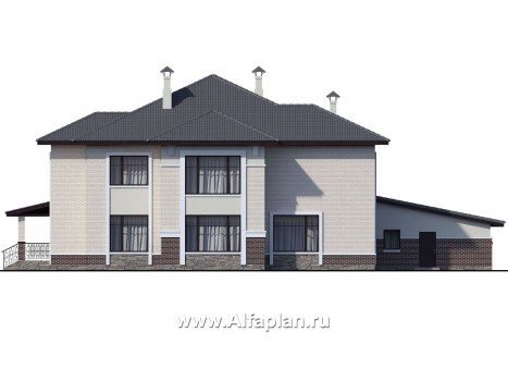 Проекты домов Альфаплан - «Сена» — респектабельный двухэтажный особняк с гаражом - превью фасада №4
