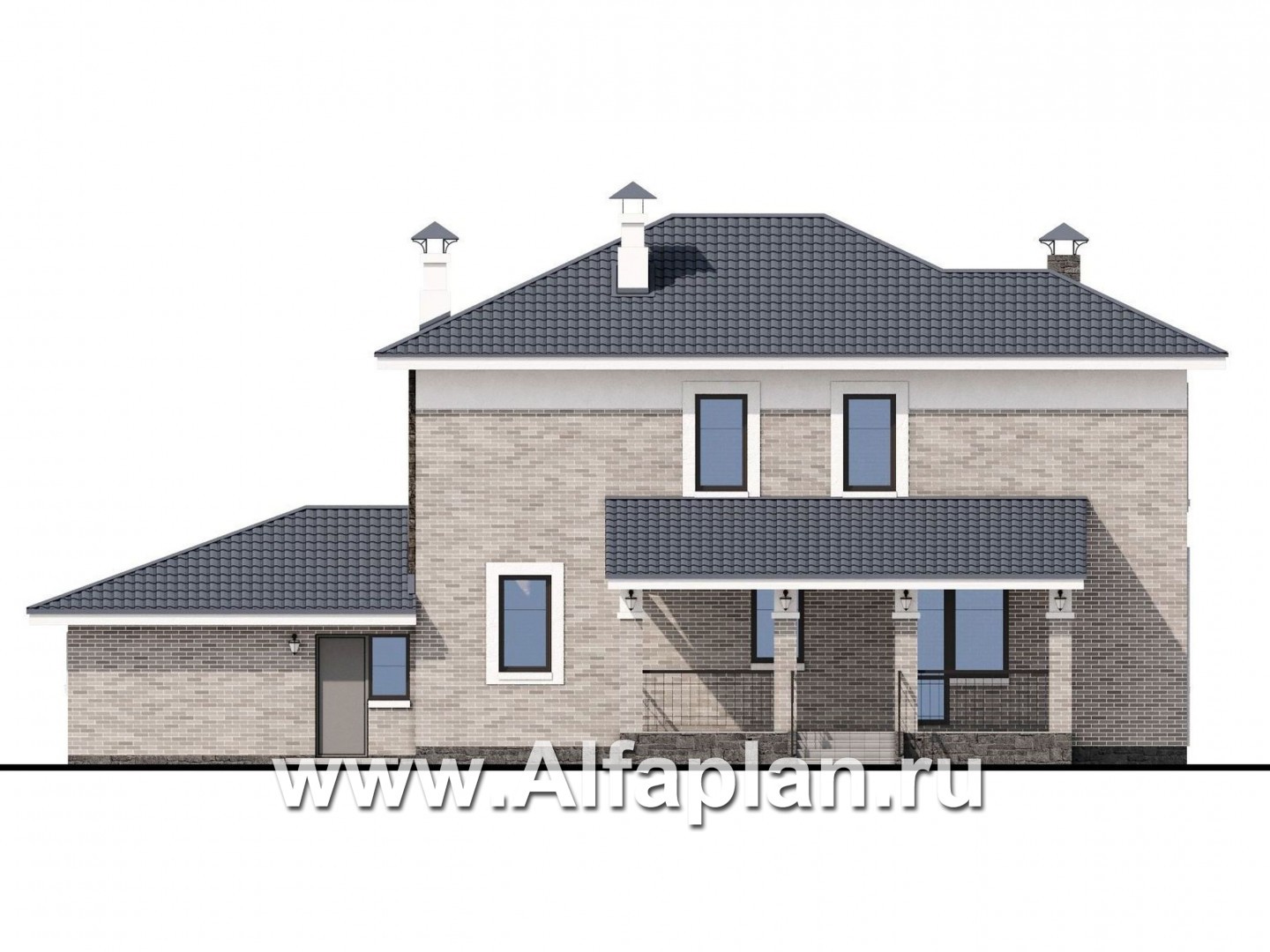 Проекты домов Альфаплан - «Топаз» - проект дома с открытой планировкой и гаражом - изображение фасада №4
