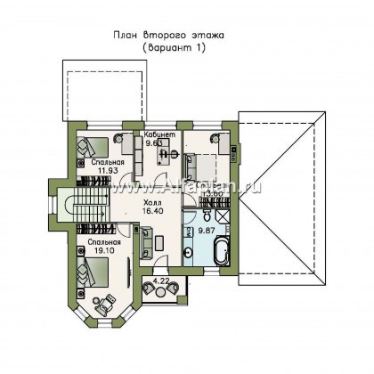 Проекты домов Альфаплан - «Благополучие» - классический коттедж с открытой планировкой и гаражом - превью плана проекта №2