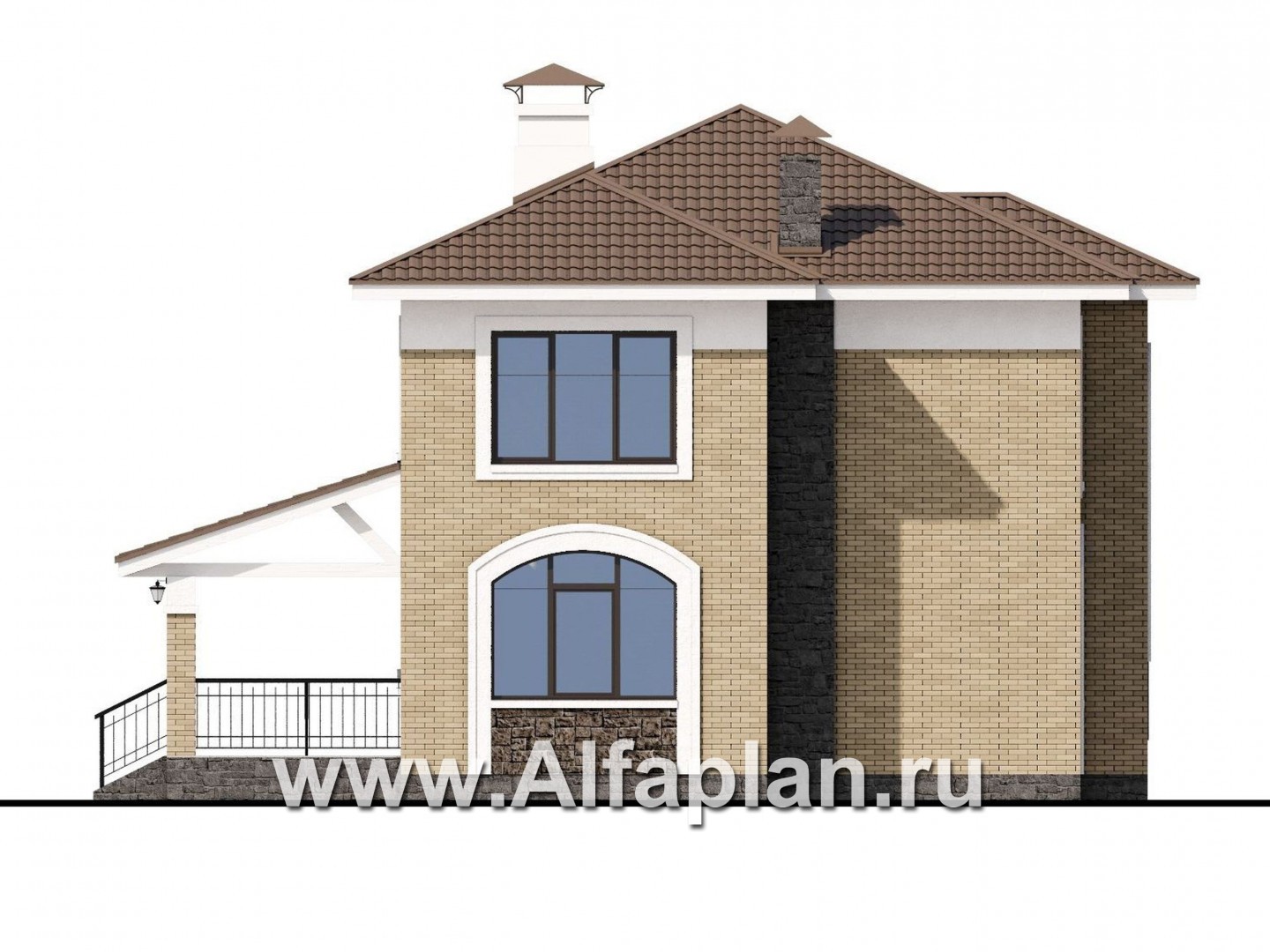 Проекты домов Альфаплан - «Топаз» - проект дома с открытой планировкой - изображение фасада №3