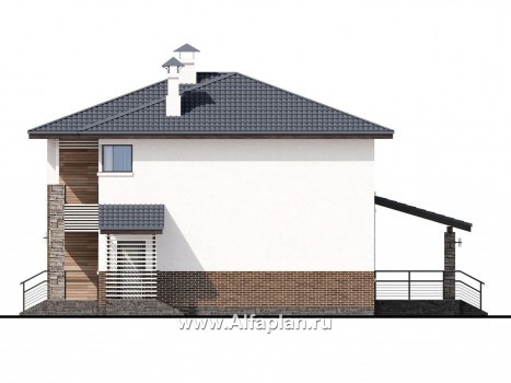 Проекты домов Альфаплан - «Страйк» - современный дом с открытой планировкой - превью фасада №2