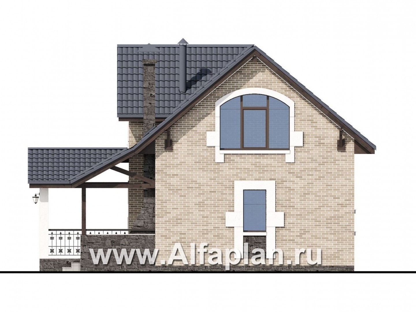 Проекты домов Альфаплан - Баня с бильярдной в мансарде - изображение фасада №2