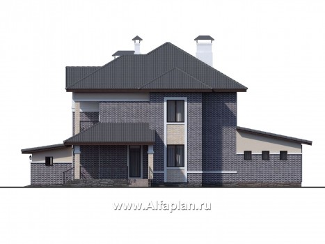 Проекты домов Альфаплан - «Арно» - классический особняк с большим гаражом и бассейном - превью фасада №2