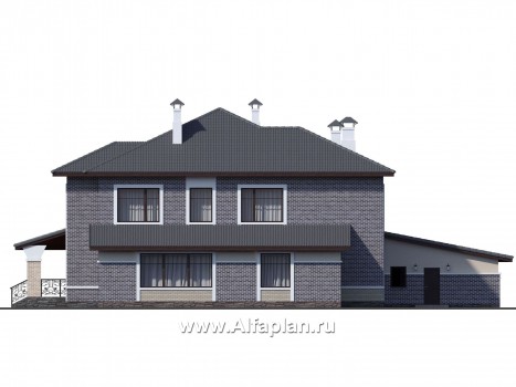 Проекты домов Альфаплан - «Арно» - классический особняк с большим гаражом и бассейном - превью фасада №4
