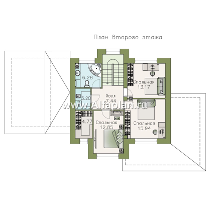 Проекты домов Альфаплан - «Стимул» - рациональный загородный дом с навесом для машины - превью плана проекта №2