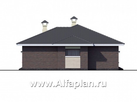 Проекты домов Альфаплан - «Вуокса» - одноэтажный дом с просторной гостиной-столовой - превью фасада №2