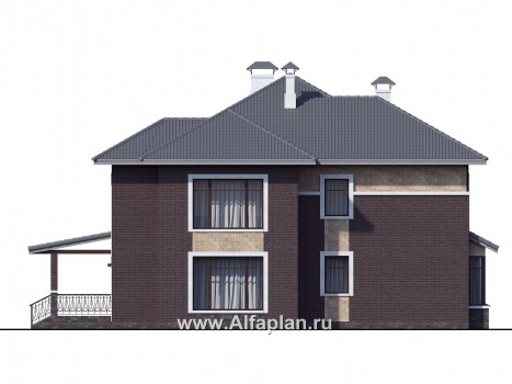«Висла» — проект двухэтажного дома, особняк с двусветной столовой, с террасой - превью фасада дома