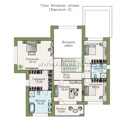 «Висла» — проект двухэтажного дома, особняк с двусветной столовой, с террасой - превью план дома