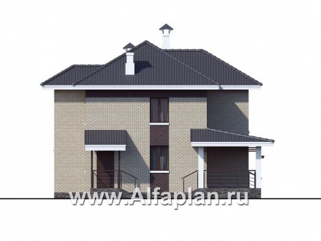 Проекты домов Альфаплан - «Саар» - современный двухэтажный дом с террасой и сауной - превью фасада №3
