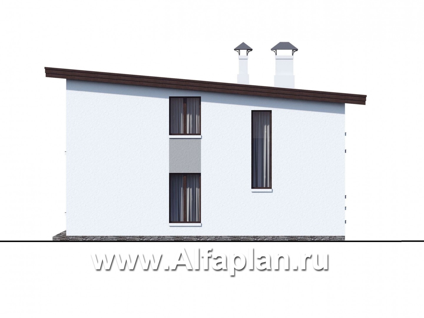 Проекты домов Альфаплан - «Сезанн» - современный стильный коттедж с односкатной кровлей - изображение фасада №2