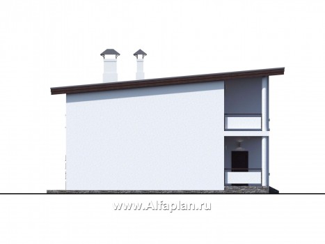 Проекты домов Альфаплан - «Сезанн» - современный стильный коттедж с односкатной кровлей - превью фасада №3