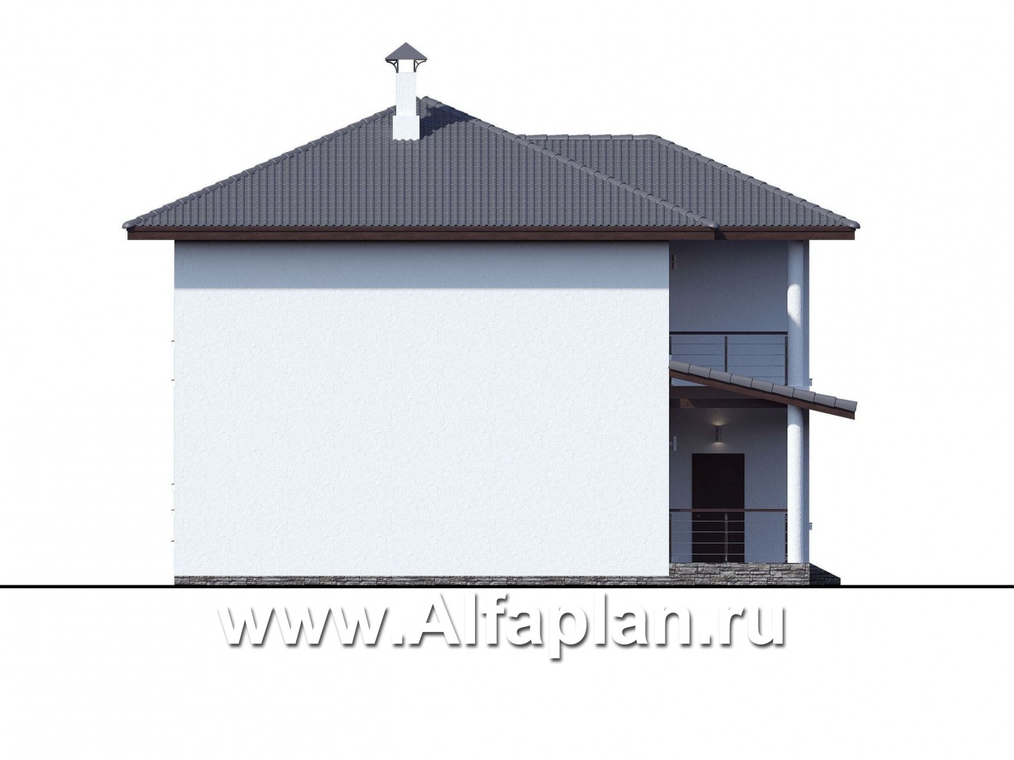 Проекты домов Альфаплан - «Пикассо» - изящный дом с террасой и балконом - изображение фасада №3