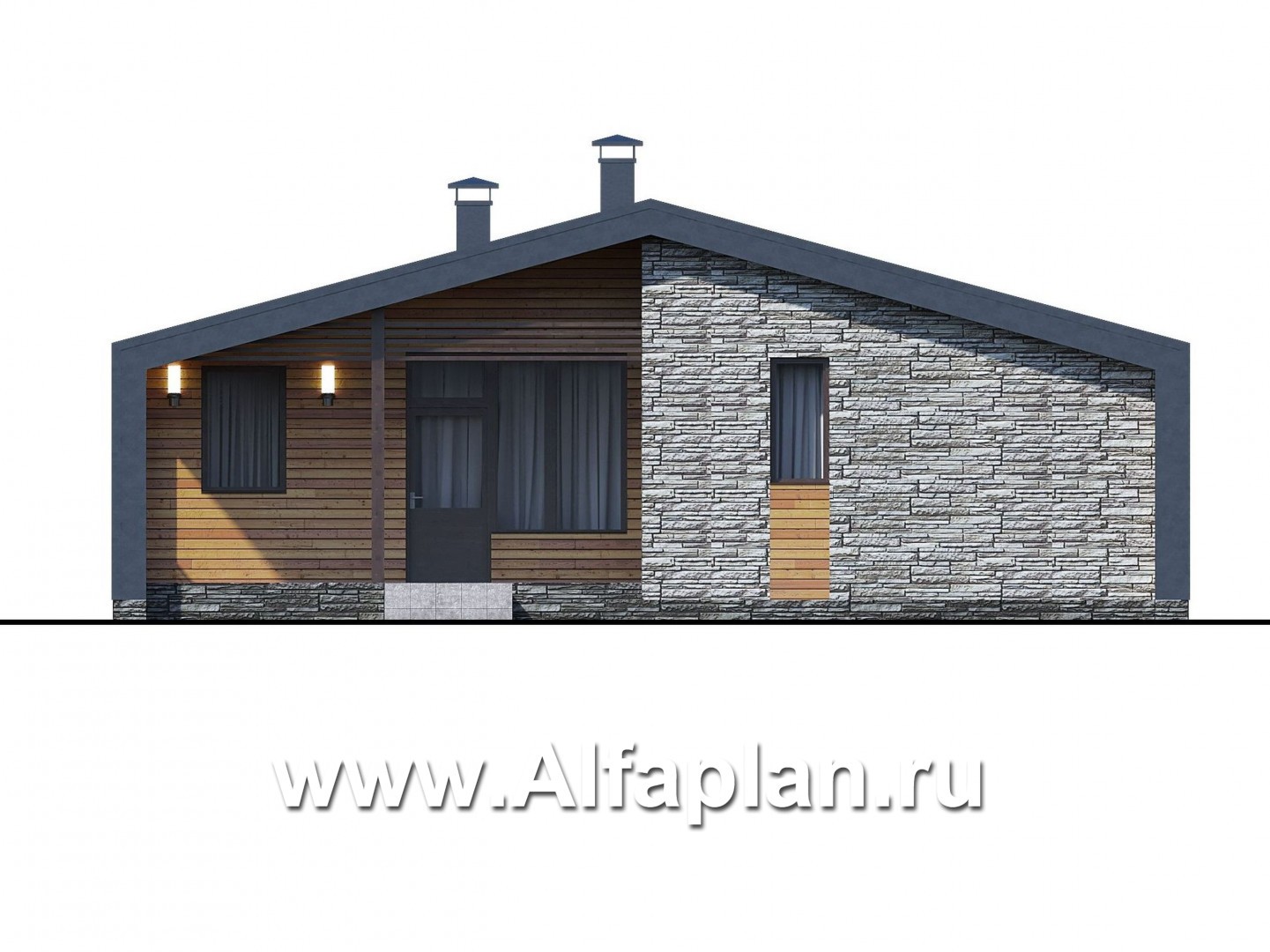 Проекты домов Альфаплан - «Альфа» - каркасный дом с сауной - изображение фасада №4