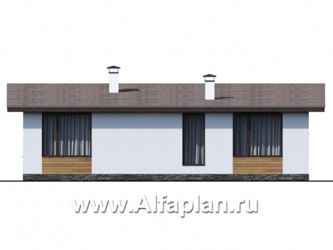 Проекты домов Альфаплан - «Бета» - проект одноэтажного каркасного дома с террасой, в скандинавском стиле - превью фасада №4