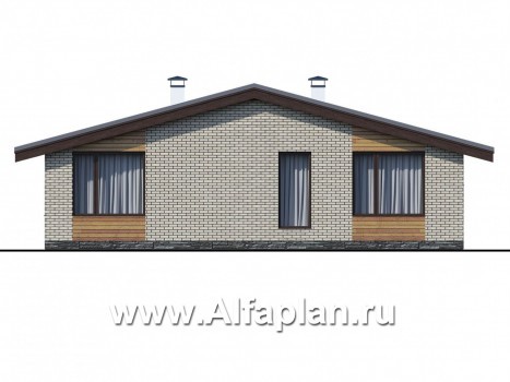 Проекты домов Альфаплан - «Бета» - проект одноэтажного дома с террасой со стороны входа - превью фасада №4
