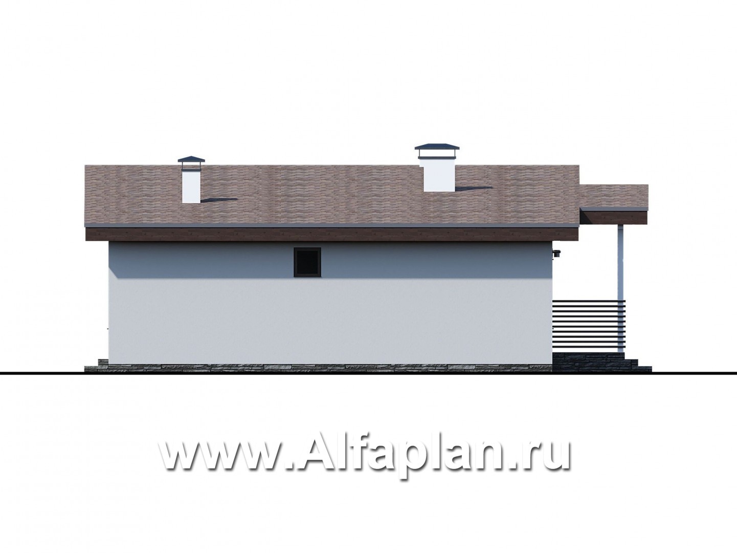 Проекты домов Альфаплан - «Вита» -проект одноэтажного каркасного дома с террасой, в скандинавском стиле - изображение фасада №3