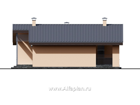 Проекты домов Альфаплан - «Дельта» - удобный и практичный каркасный дом в один этаж - превью фасада №2