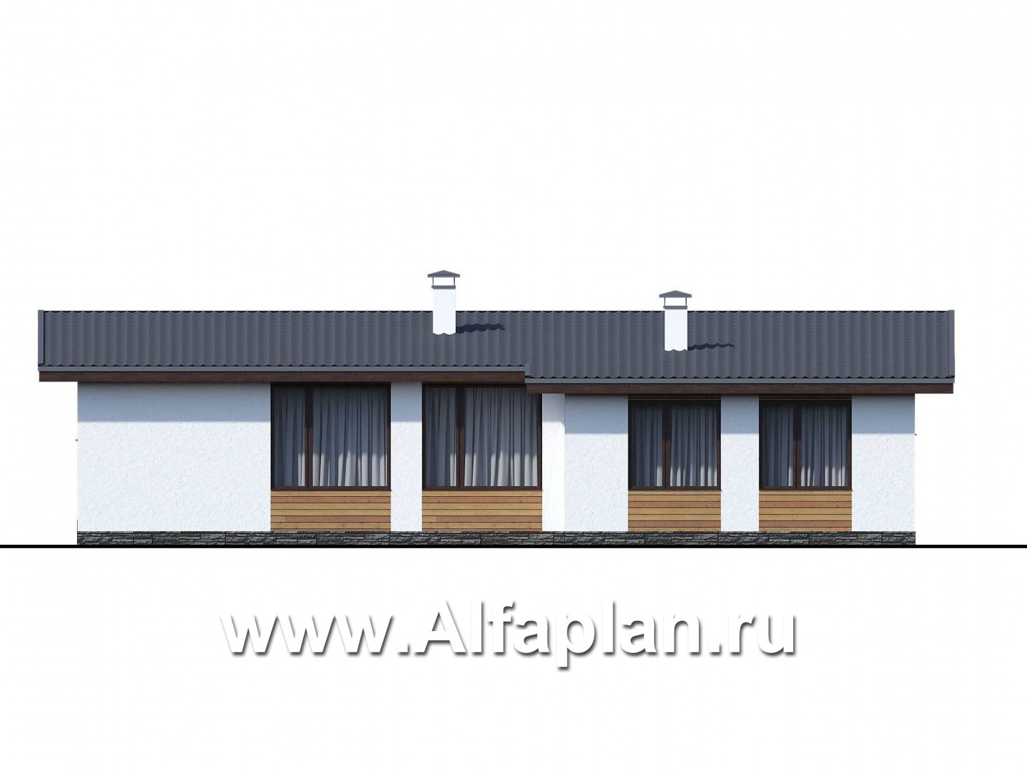 Проекты домов Альфаплан - «Эпсилон» - одноэтажный дом с сауной и джакузи на террасе - изображение фасада №4