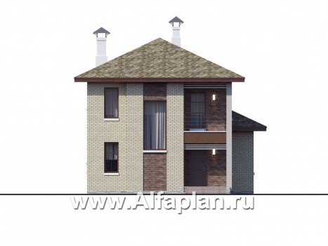 Проекты домов Альфаплан - "Рациональ" - проект двухэтажного дома из кирпича, с балконом - превью фасада №1