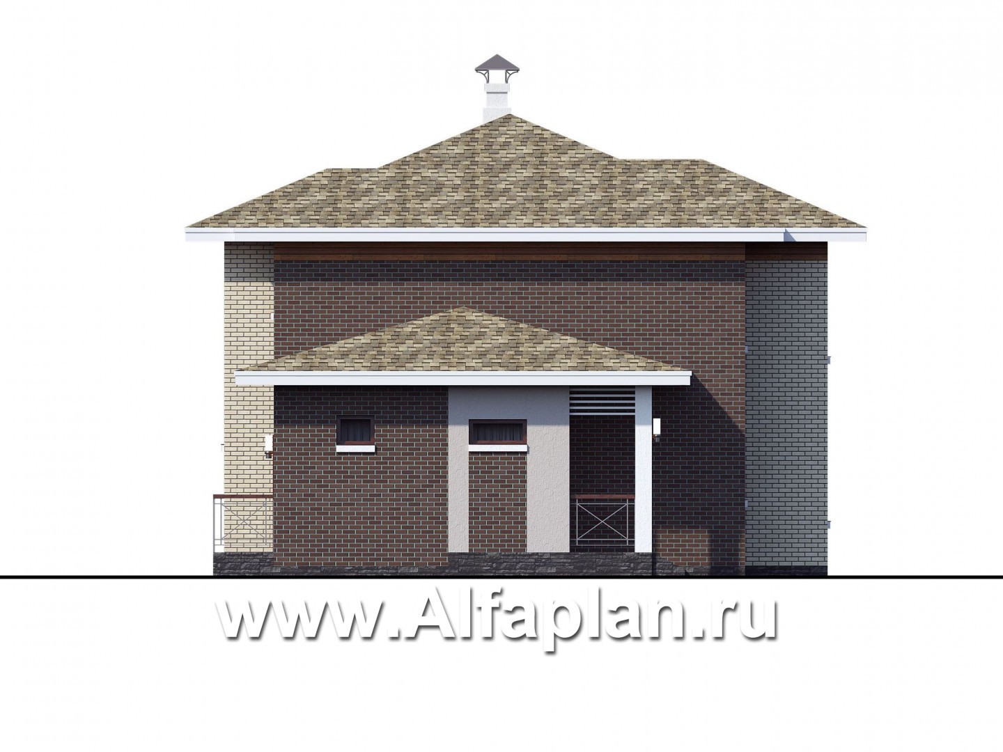 Проекты домов Альфаплан - "Реверс" - проект двухэтажного дома, с четырьмя спальными комнатами - изображение фасада №3