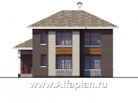 Проекты домов Альфаплан - "Реверс" - проект двухэтажного дома, с четырьмя спальными комнатами - превью фасада №1