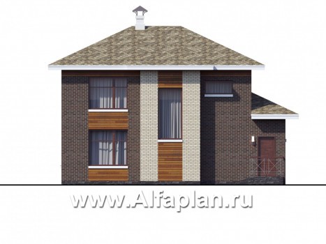 Проекты домов Альфаплан - "Реверс" - проект двухэтажного дома, с четырьмя спальными комнатами - превью фасада №4