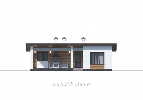 «Зита» -  проект одноэтажного дома, с террасой, в скандинавском стиле - превью фасада дома