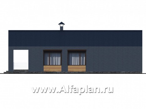 Проекты домов Альфаплан - «Тета» -  проект одноэтажного дома в стиле барн, с террасой, 2 спальни - превью фасада №2